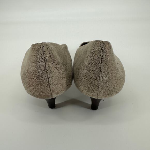 Donald J. Pliner Franc 60 Pointed Toe Kitten Heel Pump Metallic Tan Womens 9.5M - Picture 7 of 11